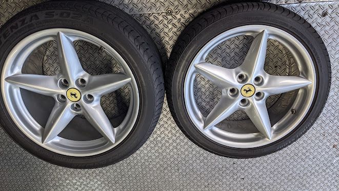 FERRARI 360 SPIDER PART SET OF 4 ORIGINAL WHEELS FERRARI SILVER 164173 164175 SET
