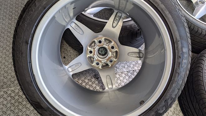 FERRARI 360 SPIDER PART SET OF 4 ORIGINAL WHEELS FERRARI SILVER 164173 164175 SET
