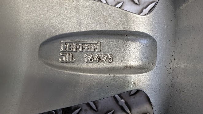 FERRARI 360 SPIDER PART SET OF 4 ORIGINAL WHEELS FERRARI SILVER 164173 164175 SET