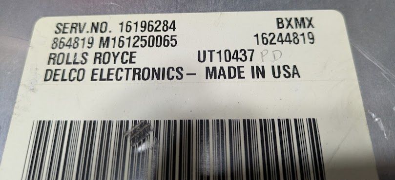 96 -99 BENTLEY TURBO R TRANSMISSION CONTROL UNIT UT10437