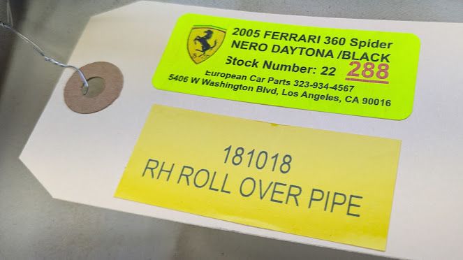 FERRARI 360 PARTS SECONDARY AIR INJECTION RH ROLL OVER PIPE 181018
