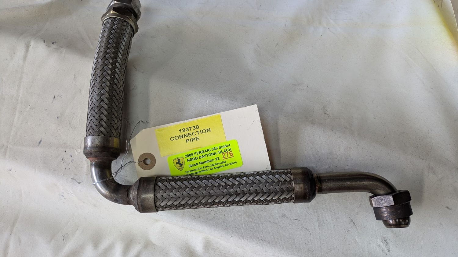 FERRARI 360 PARTS SECONDARY AIR INJECTION HOSE FROM VALVE TO MANIFOLD 183730