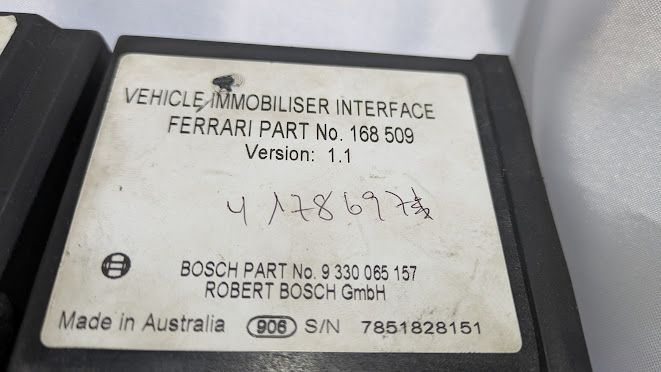 Ferrari 360 SPIDER PART INMOBILIZER, ALARM KEY FOB, CONTROL UNIT 168509 176004