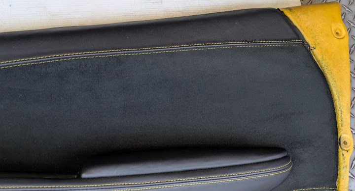 FERRARI 360 SPIDER PARTS SET DOOR PANEL BLACK SUEDE, LEATHER BLACK YELLOW