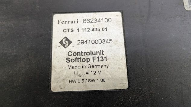 FERRARI 360 SPIDER PARTS CAPOTE CONVERTIBLE TOP CONTROL UNIT 66455000