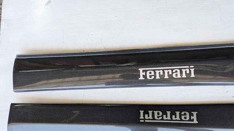 FERRARI 360 SPIDER PARTS LEFT AND RIGHT DOOR KICK PLATE SILL RUNNING CARBON SET