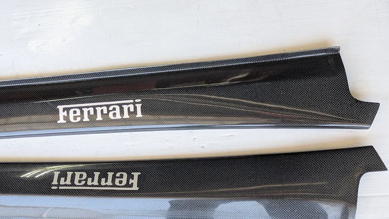 FERRARI 360 SPIDER PARTS LEFT AND RIGHT DOOR KICK PLATE SILL RUNNING CARBON SET