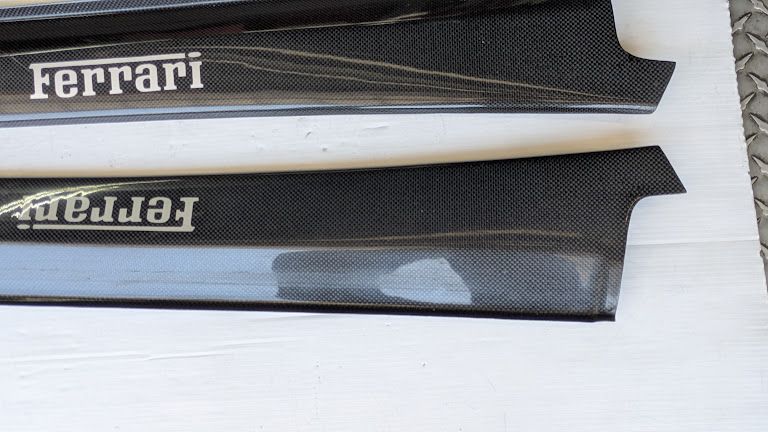 FERRARI 360 SPIDER PARTS LEFT AND RIGHT DOOR KICK PLATE SILL RUNNING CARBON SET