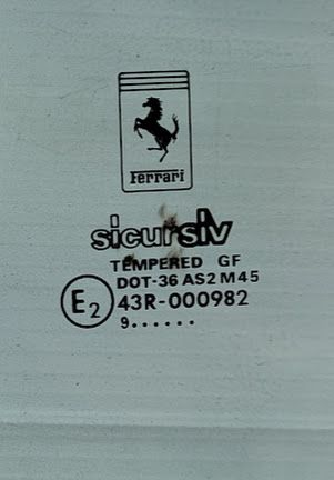 FERRARI 456 LEFT DOOR ROLL UP GLASS 65434400