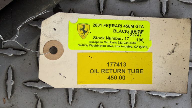 FERRARI PART 456M GTA TRANSMISSION COOLER HOSE RETURN LONG 177413
