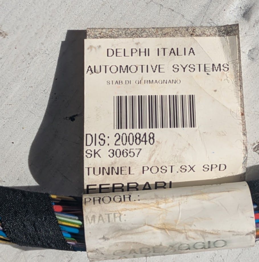 FERRARI 360  CABLES FOR LH REAR TUNNEL 200848