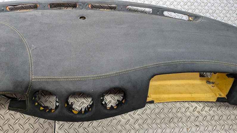 Ferrari 360 spider Upper Dashboard panel, upholstered on SUADE , YELLOW STITCHING