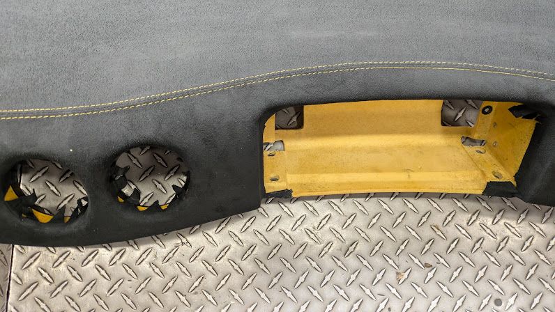 Ferrari 360 spider Upper Dashboard panel, upholstered on SUADE , YELLOW STITCHING