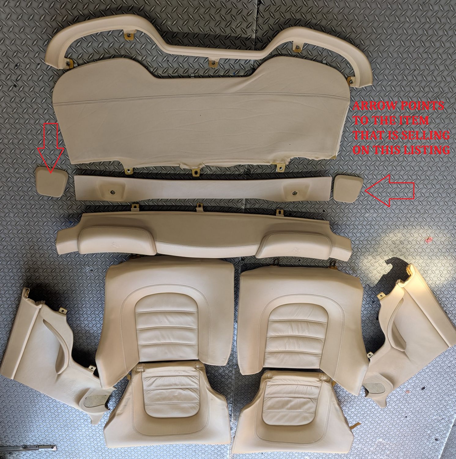 FERRARI  456M REAR SEAT BELT BOLT COVER ON LEATHER CREAM
