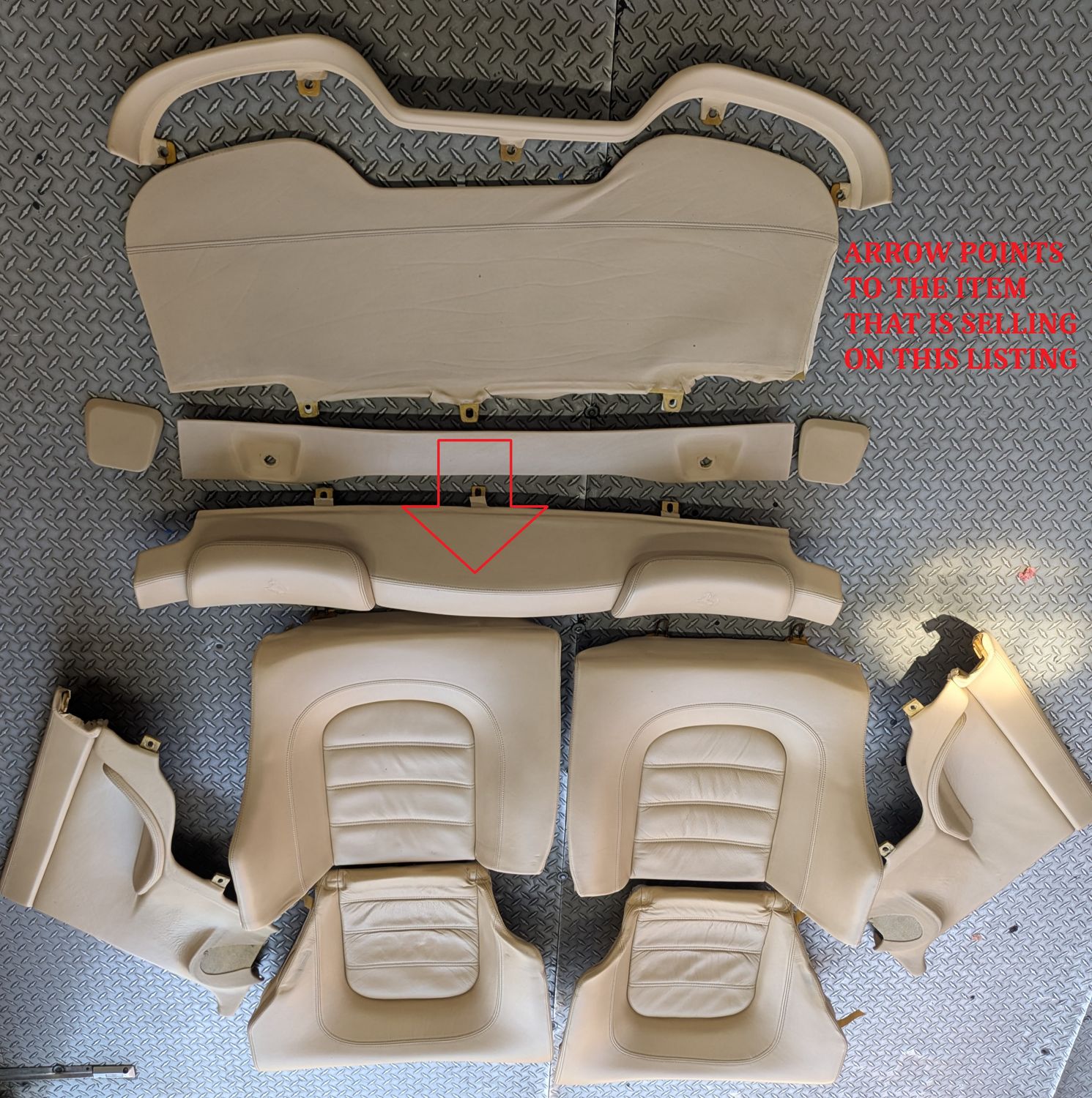 FERRARI  456M REAR SEAT HEAD REST TRIM ON LEATHER CREAM
