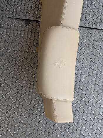 FERRARI  456M REAR SEAT HEAD REST TRIM ON LEATHER CREAM