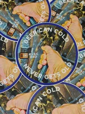 HVAC R&D Beer Can Cold 3in Sticker