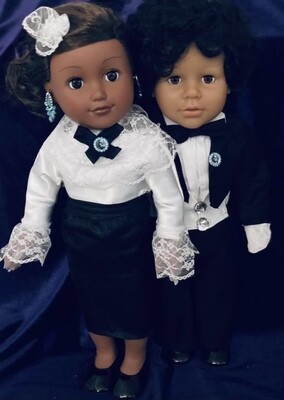 Black and white 18inch doll set 