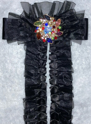Black Tie With Satin/Sheer Ribbon
