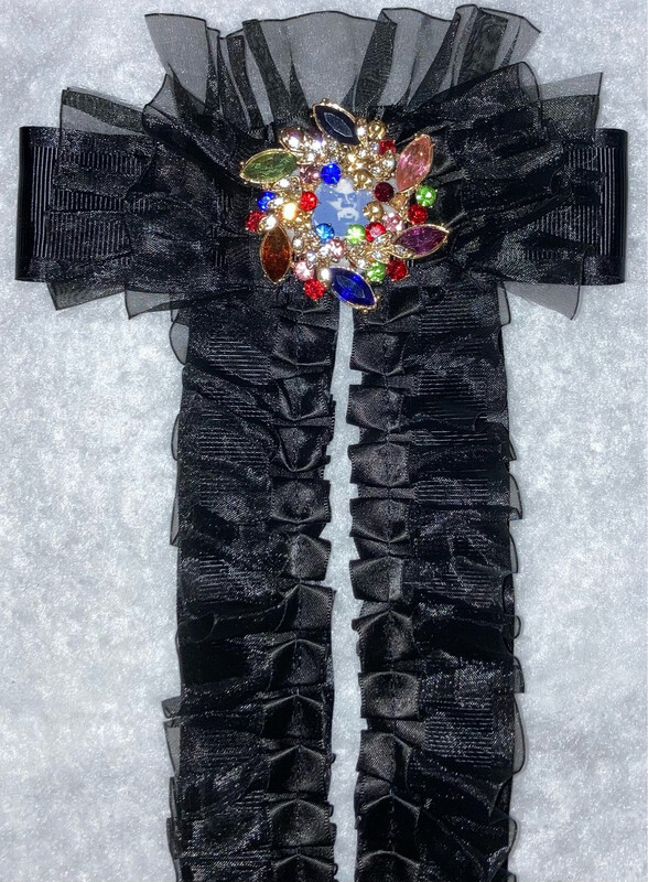 Black Tie With Satin/Sheer Ribbon
