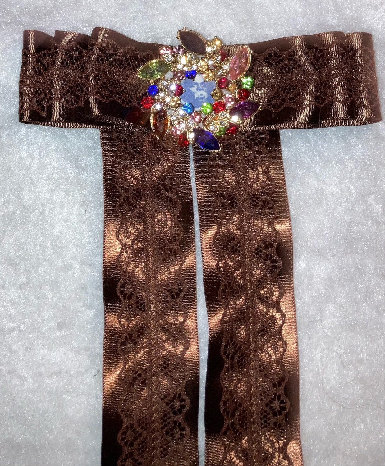 Satin Brown Tie With Lace