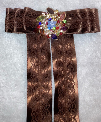 Satin Brown Tie With Lace