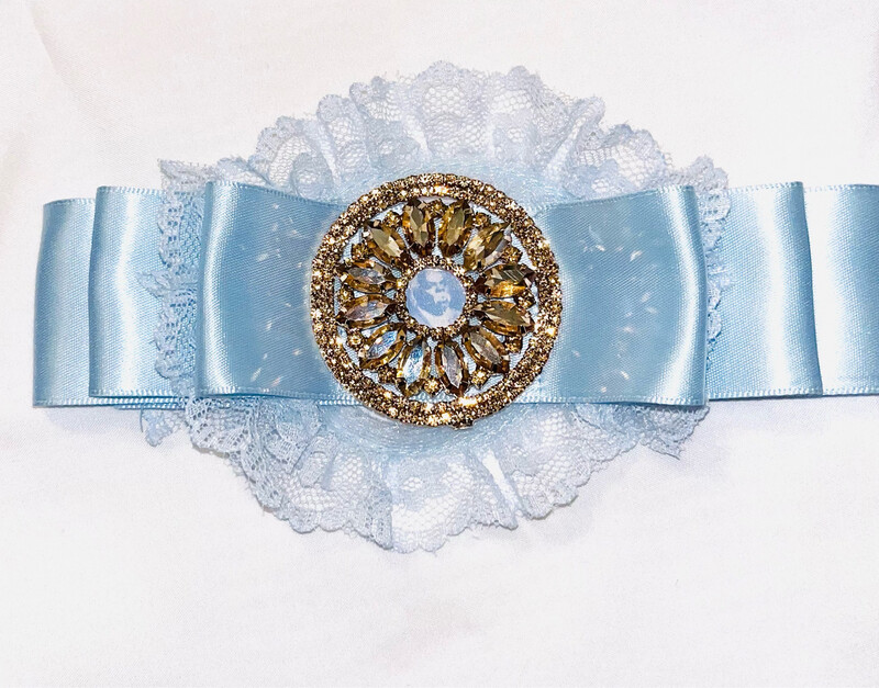 Satin Light Blue Tie With Lace 2