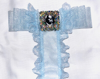 Sheer Light Blue Tie With Lace