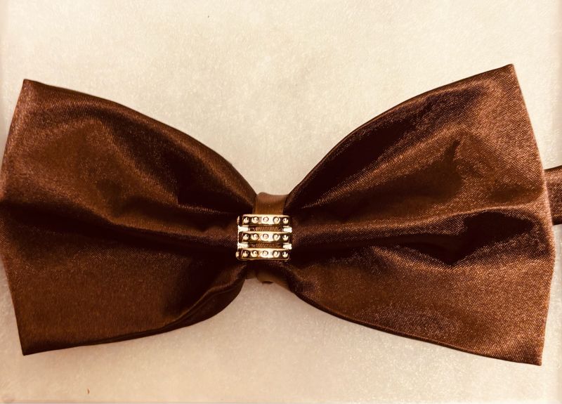 Men’s Satin Brown Bow Tie w/embellishment 