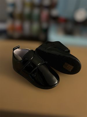 Toddler boys black patent leather shoes fits 13-18 months 