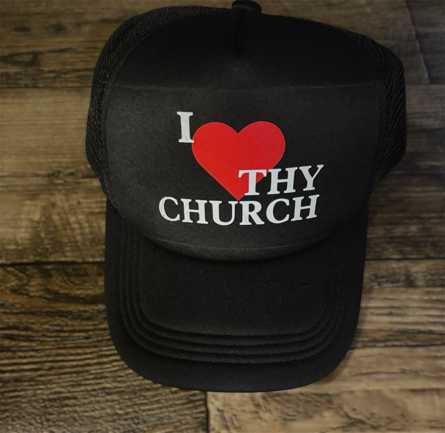 Black I Love Thy Church SnapBack Mesh Hat