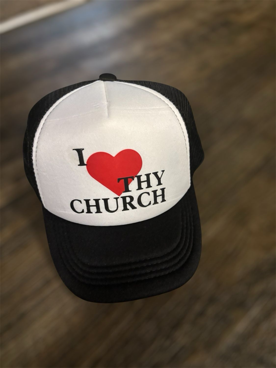 Black/White I Love Thy Church SnapBack Mesh Hat