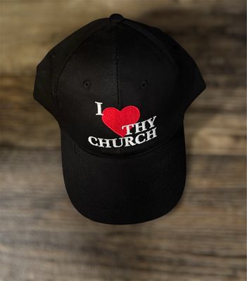 Black I Love Thy Church Embroidered Baseball Cap 