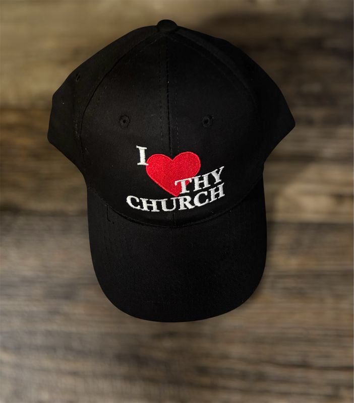 Black I Love Thy Church Embroidered Baseball Cap 
