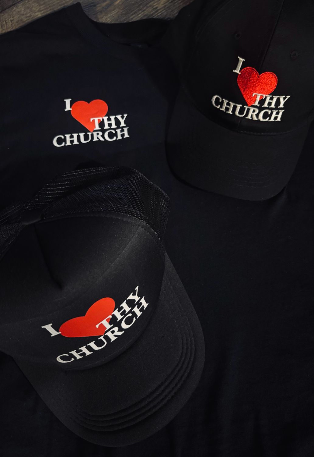 Black I Love Thy Church T-Shirt and Hat(Unisex)