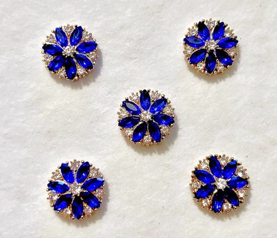 Blue and Clear Diamond Button Cover Set