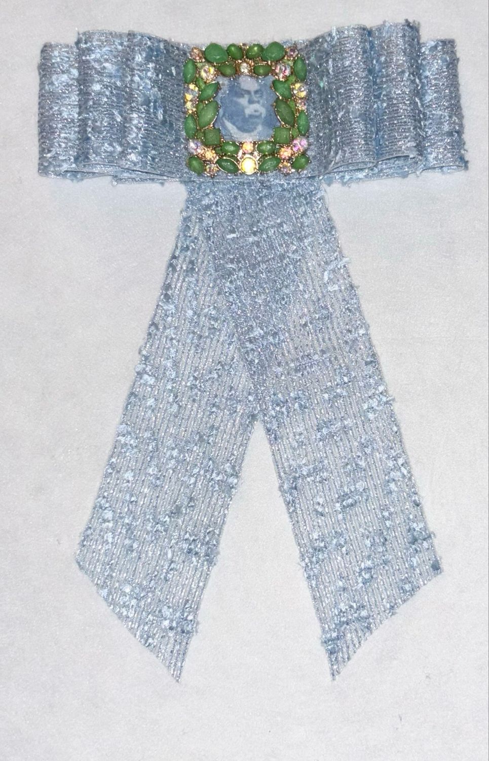 Deep Blue Soft Tie W/ Knitted Fringe