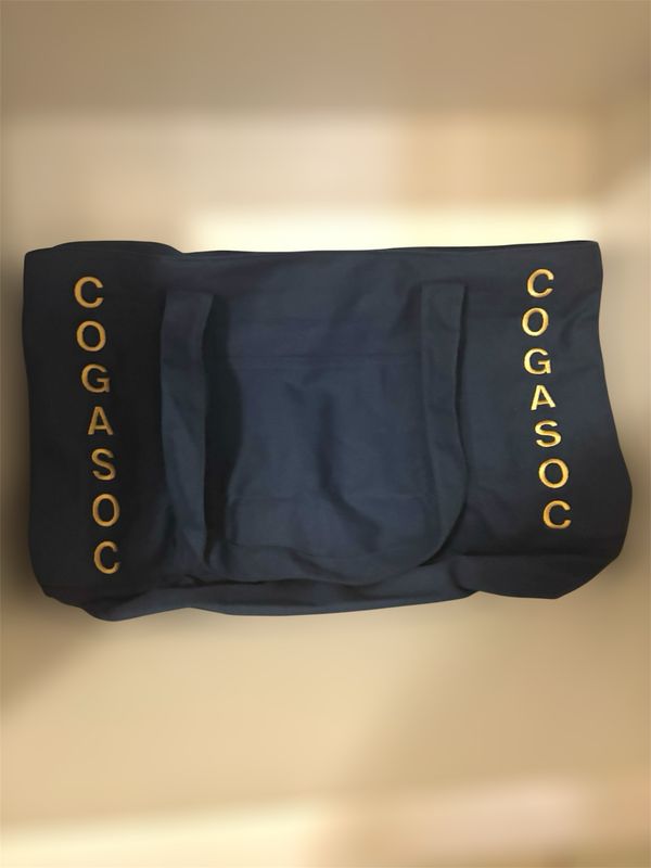 Embroidered Dark Blue Tote Bag