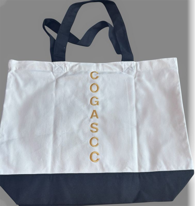 Embroidered Cogasoc Black and White Tote Bag