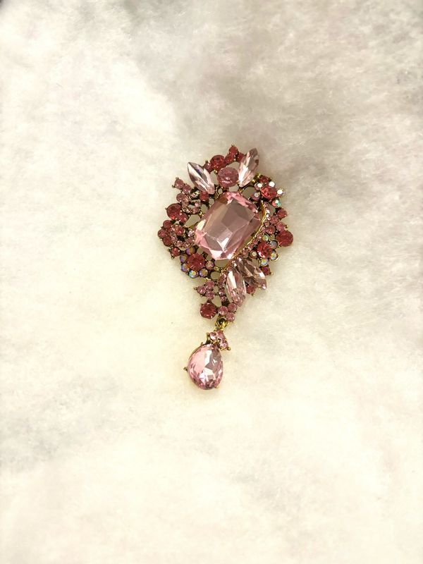 Pink Mix Diamond Brooch