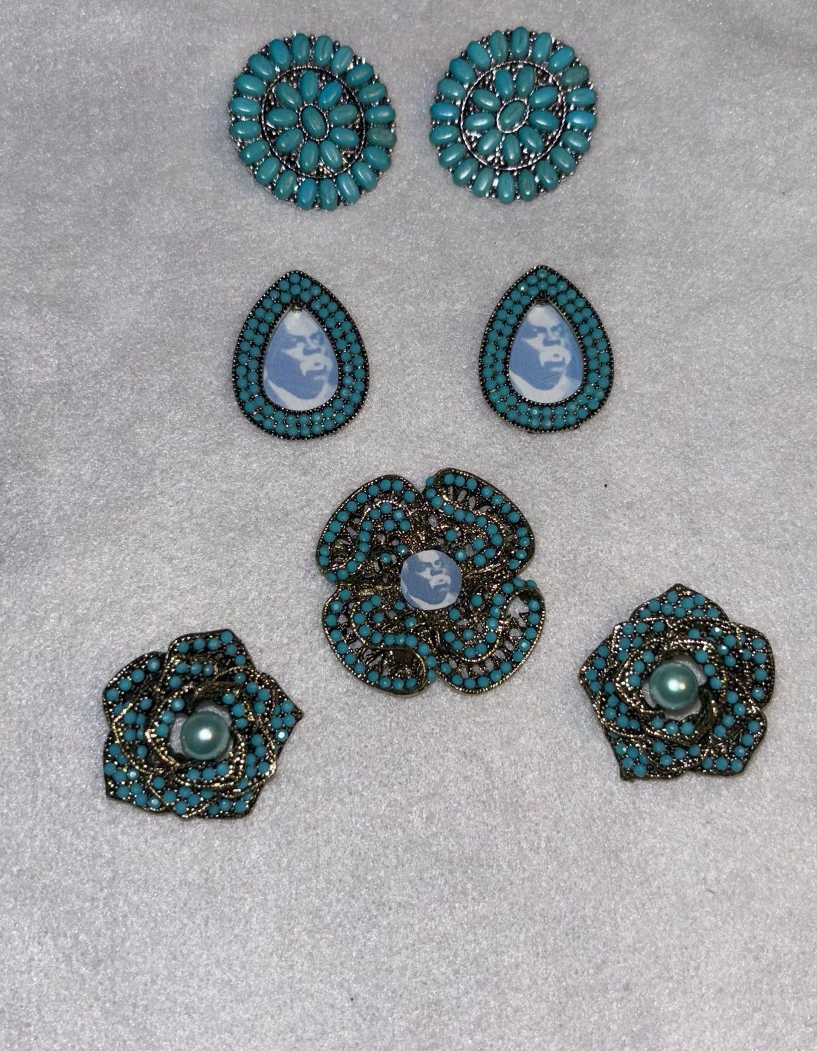 Turquoise Prophet Pin Sets (Top Set Silver Base/Bottom Set Bronze Base
