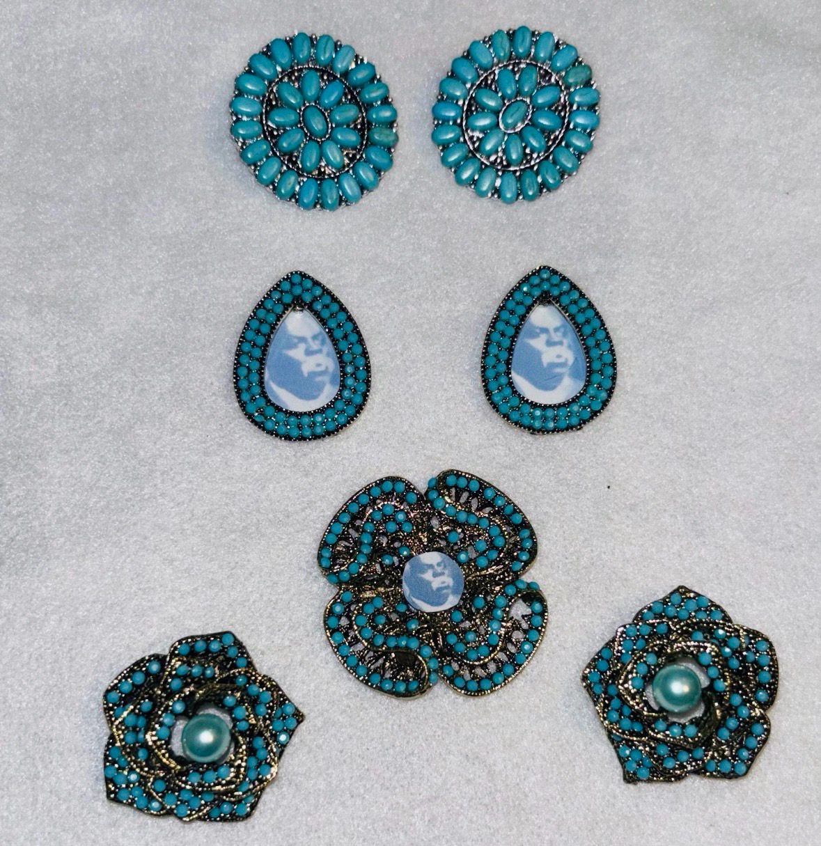 Turquoise Prophet Pin Sets (Top Set Silver Base/Bottom Set Bronze Base