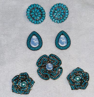 Turquoise Prophet Pin Sets (Top Set Silver Base/Bottom Set Bronze Base