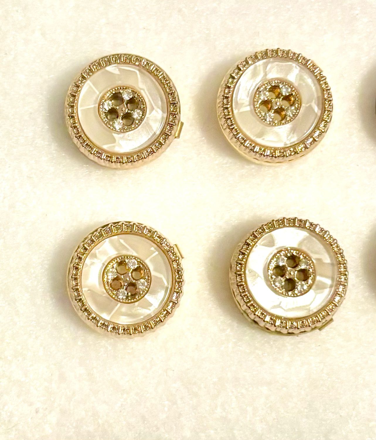 Gold/White Button Cover Set