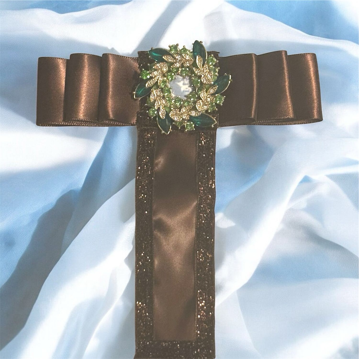 Satin Brown Tie /w Glitter Trim