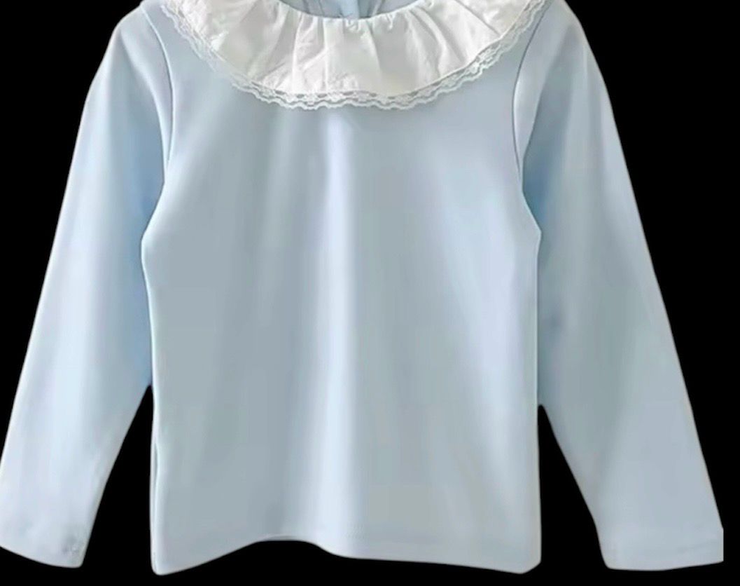 Girls Cotton Blue Blouse w/ Collar