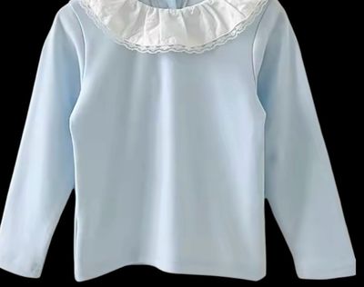 Girls Cotton Blue Blouse w/ Collar