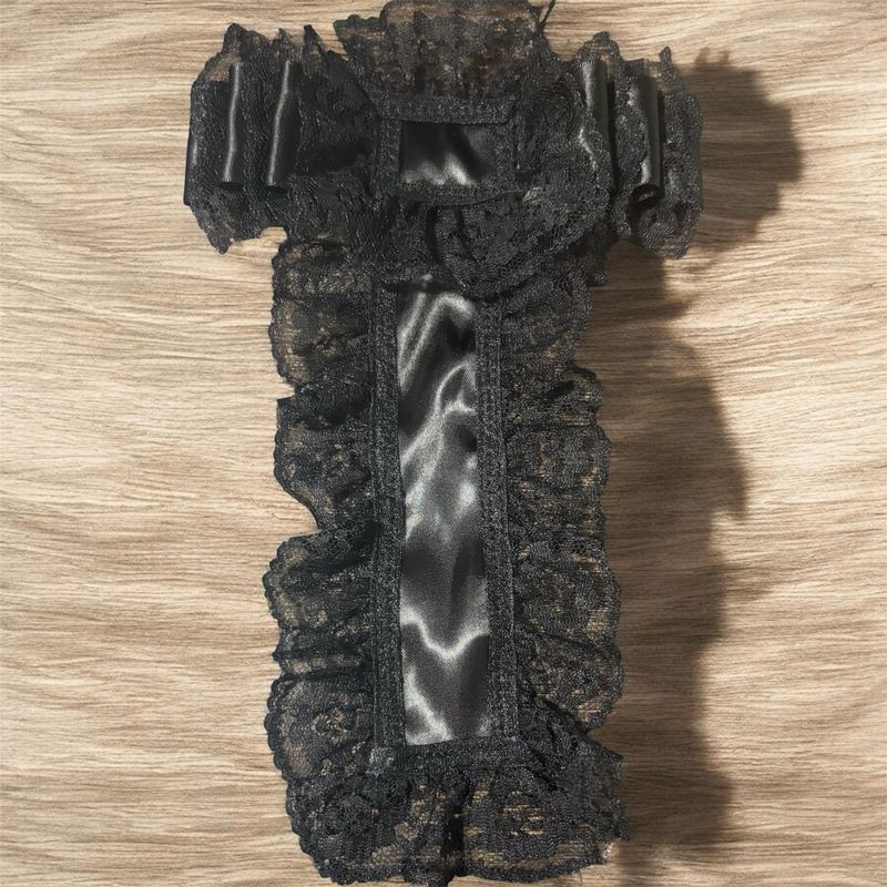Satin Black Lace Tie 