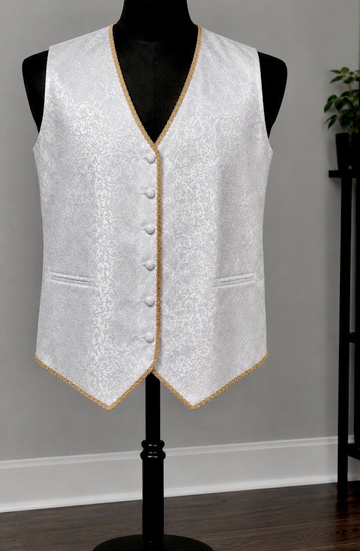 White Vest Design with Gold Trim (Size 3xl)
