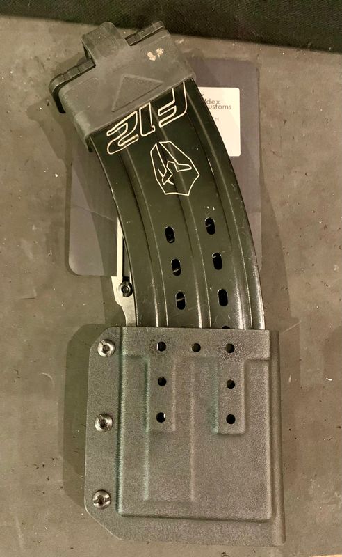12G Kydex Customs Magazine Pouch with stainless steel drop Leg mount fits Typhoon/Tigris/etc. Style magazines